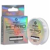 Монофильная леска ZEMEX HI-PRO COMPETITION LINE 50 m, d 0.105 mm, 1.15 kg, clear