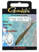 Крючки с поводком Gamakatsu Booklet DROPSHOT WORM39 разм. 04-0.18мм 170см 3шт.