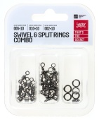Вертлюги c кольцами заводными. LJ Pro Series SWIVEL & SPLIT RING COMBO Набор 30шт.